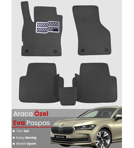 Skoda Super B (2024-2025) Uyumlu EVA Paspas Tam Set–Araca Özel,Su Geçirmez,Hızlı Montaj