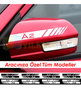 Audi A1 A2 A3 A4 A5 A6 A7 A8 Yan Dikiz Ayna Şerit Oto Sticker Etiket Yapıştırma Çıkartma 3 Çift ( 20 X 2 Cm Ölçü )