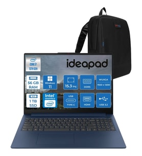 Lenovo Ideapad Slim 3 15IRH10 Intel Core I7 13620H 56GB 1tb SSD Windows 11 Home 15.3" Wuxga (1920X1200) IPS 300NITS Taşınabilir Bilgisayar 83K10060TRH14 + Zetta Çanta