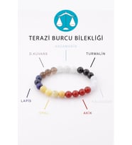Terazi Burcu Taşlarından Oluşan Doğal Taş Bileklik 8 mm Küre Kesim - Burç Bilekliği