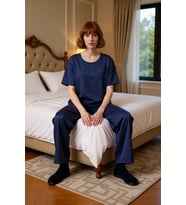 Kadın Saten Pijama Takımı Bisiklet Yaka Uzun Kol Fonksiyonel Dayanıklı Kaliteli Konforlu Şık