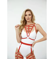 Mulvxbrf Brf02 Kırmızı Harness Takım Kafes Detaylı Metal Halka Aksesuarı - Brf113 (Mulvix)