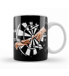 Funny Darts Player Art Artist Dartboard Bullseye Target Kupa Bardak Porselen