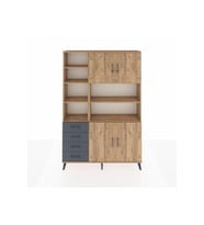 Arges Dolap 9 Raflı 4 Çekmeceli 4 Kapaklı 132x30x195 Çam-Çam/Antrasit