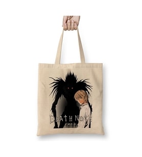 Death Note Kira Bez Çanta Uzun Saplı Alışveriş Çantası Plaj Çantası (Beyaz)