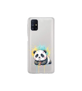 Samsung Galaxy M51 ile Uyumlu Splash Panda Tasarımlı Şeffaf Silikon Kılıf