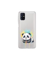 Samsung Galaxy M51 ile Uyumlu Splash Panda Tasarımlı Şeffaf Silikon Kılıf