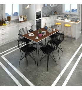 Knsz masa sandalye takımı hem75mazlum cvzsyh 130*090 klç 6 sandalye syhsyh kolçaklı