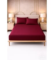More Home Çift Kişilik Lastikli Çarşaf Seti + 2 Yastık Kılıfı Bordo