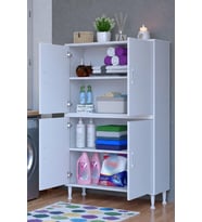 Eliusta Nuve Geniş Depolama Alanlı Dolap 100 cm Banyo/Mutfak Çok Fonksiyonlu 100x138x32,5 cm Saklama Dolabı (Beyaz)