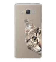 Samsung Galaxy A5 2015 Uyumlu Kapak Catface Tasarımlı Şeffaf Silikon Kılıf
