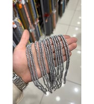 Hematit Taşı Silindir Kesim Mat Açık Gri 4x4mm Doğal Taş Dizi