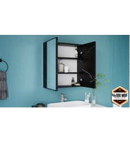 RAFİNERİ 2 kapaklı aynalı banyo dolabı MDF (Siyah)