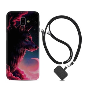 Samsung J6 Plus J7 Prime J7 Pro M20 Kılıf Boyun Askılı Silikon Wolf and Moon 1380