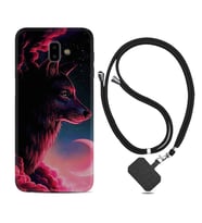 Samsung J6 Plus J7 Prime J7 Pro M20 Kılıf Boyun Askılı Silikon Wolf and Moon 1380