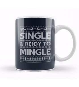Single And Ready to Mingle Christmas Knit Pattern Kupa Bardak Porselen