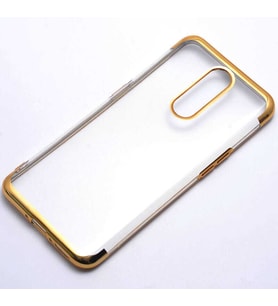Oppo RX17 Pro Kılıf Dört Köşeli Lazer Silikon Kılıf (Gold)