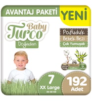 Baby Turco Doğadan 7 Beden Bebek Bezi Avantaj Paketi Pofuduk 48x4 192 Adet
