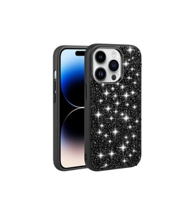 Apple iPhone 14 Pro Uyumlu Kılıf Parlak Taşlı Tasarım Zore Linea Kapak (Siyah)