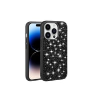 Apple iPhone 14 Pro Uyumlu Kılıf Parlak Taşlı Tasarım Zore Linea Kapak (Siyah)