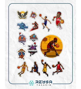 Basketbol Sticker Set-1 15 Parça Telefon, Tablet, Defter, Laptop Sticker