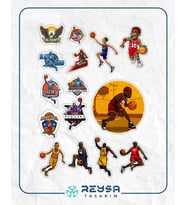 Basketbol Sticker Set-1 15 Parça Telefon, Tablet, Defter, Laptop Sticker
