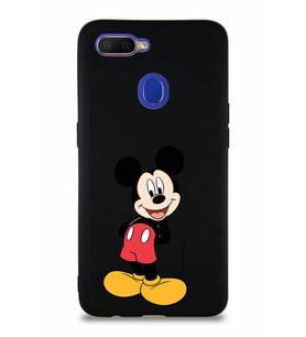 Oppo A12 Soft Premier Kapak Mickey Mouse-B Tasarımlı Silikon Kılıf - Siyah (Şeffaf)