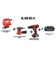 KLEco Set-4 (400 W ELEKTRİKLİ DEKUPAJ TESTERE+300 W 125 MM EKSANTRİK ZIMPARA+ ŞARJLI DARBELİ MATKAP)