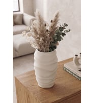 Koza Modern Dekoratif Vazo & Çiçeklik Şık Salon Objesi - Beyaz