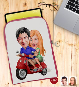 BK Gift Kişiye Özel Sevgililer Karikatürlü Taşınabilir Koruyucu Tablet Kılıfı & Organizer Çanta - Pembe-10