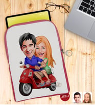 BK Gift Kişiye Özel Sevgililer Karikatürlü Taşınabilir Koruyucu Tablet Kılıfı & Organizer Çanta - Pembe-10