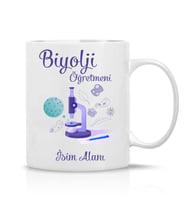 Biyoloji Öğretmeni Tasarım İsim Yazılı Hediye Çay Kahve Kupa Bardak-Öğretmenler3