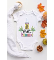 Hello Summer Palmiye Desenli Kısa Kol Body