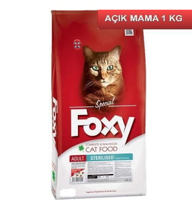 Foxy 32/10 Sterilised Tavuk Etli Kısırlaştırılmış Kedi Maması 1 Kg AÇIK