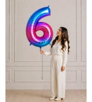 76 cm Renkli 6 Rakamı Helyumlu Balon