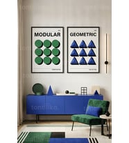 Geometrik Sanat 2'li Ahşap Çerçeveli Tablo Seti