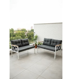 2+2Balkon-bahçe-kafe-çay Seti-koltuk Takımı-oturma Grubu-ofis Koltuğu 2+2 beyaz profil demir