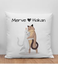 BK Gift Kişiye Özel Sevgili Evcil Hayvan Tasarımlı Beyaz Kırlent Yastık-2, Arkadaşa Hediye, Sevgiliye Hediye