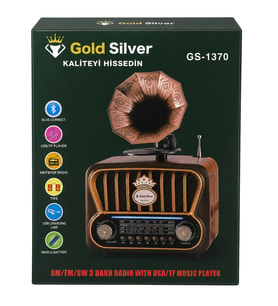 Gold Silver GS-1370 Nostaljik Gramofon Tasarımlı Bluetoothlu 3-Band Radyo & Müzik Çalar