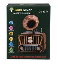 Gold Silver GS-1370 Nostaljik Gramofon Tasarımlı Bluetoothlu 3-Band Radyo & Müzik Çalar