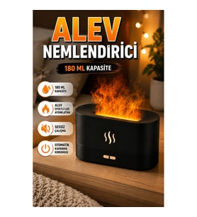 180 ML Ultrasonik Hava Nemlendirici – Alev Efektli LED Aroma Difüzörü