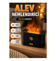 180 ML Ultrasonik Hava Nemlendirici – Alev Efektli LED Aroma Difüzörü