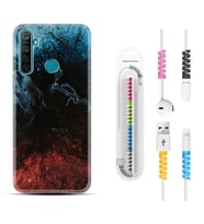 Realme 5i 5 Pro 6i 7 Pro 8 Kılıf Kablo Koruma Spiral Silikon Red Blue Black Abstact 1386
