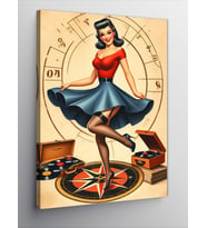 Kanvas Tablo Retro Kadın Figürü