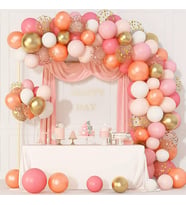 Pembe Tonlarında Rosegoldlu Balon Zincir Seti-