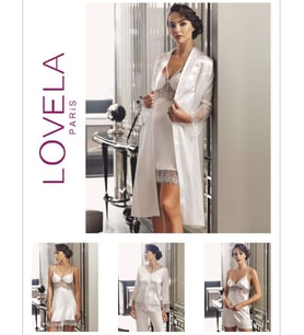 LOWELA PARİS 2009 Saten Kısa Gecelikli 6 Lı Çeyiz  SETİ  (Ekru)