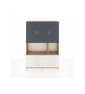 Arges Dolap 6 Raflı 6 Çekmeceli 3 Kapaklı 132x30x195 Çam-Antrasit/Aytaşı