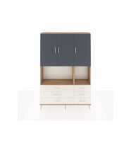 Arges Dolap 6 Raflı 6 Çekmeceli 3 Kapaklı 132x30x195 Çam-Antrasit/Aytaşı
