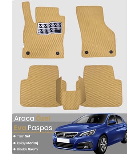PEUGEOT 308 (2007-2012) Uyumlu EVA Paspas Tam Set–Araca Özel,Oto Paspas,Kolay Montaj