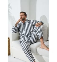 4007 Erkek Apaj Yaka Önden Düğmeli Gaffur Pijama Takım (Antrasit)